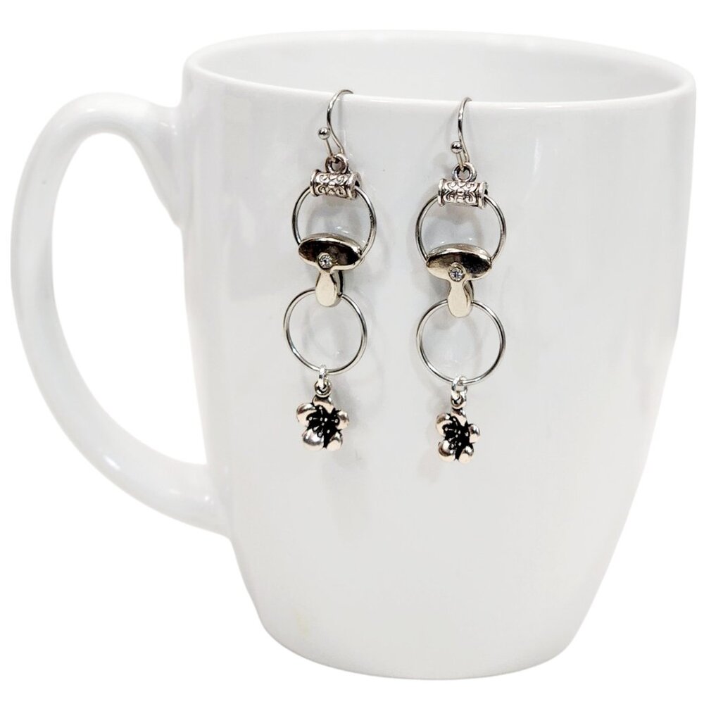 Alphabet Initial Letter T Earrings Silver Rhinestone Charms